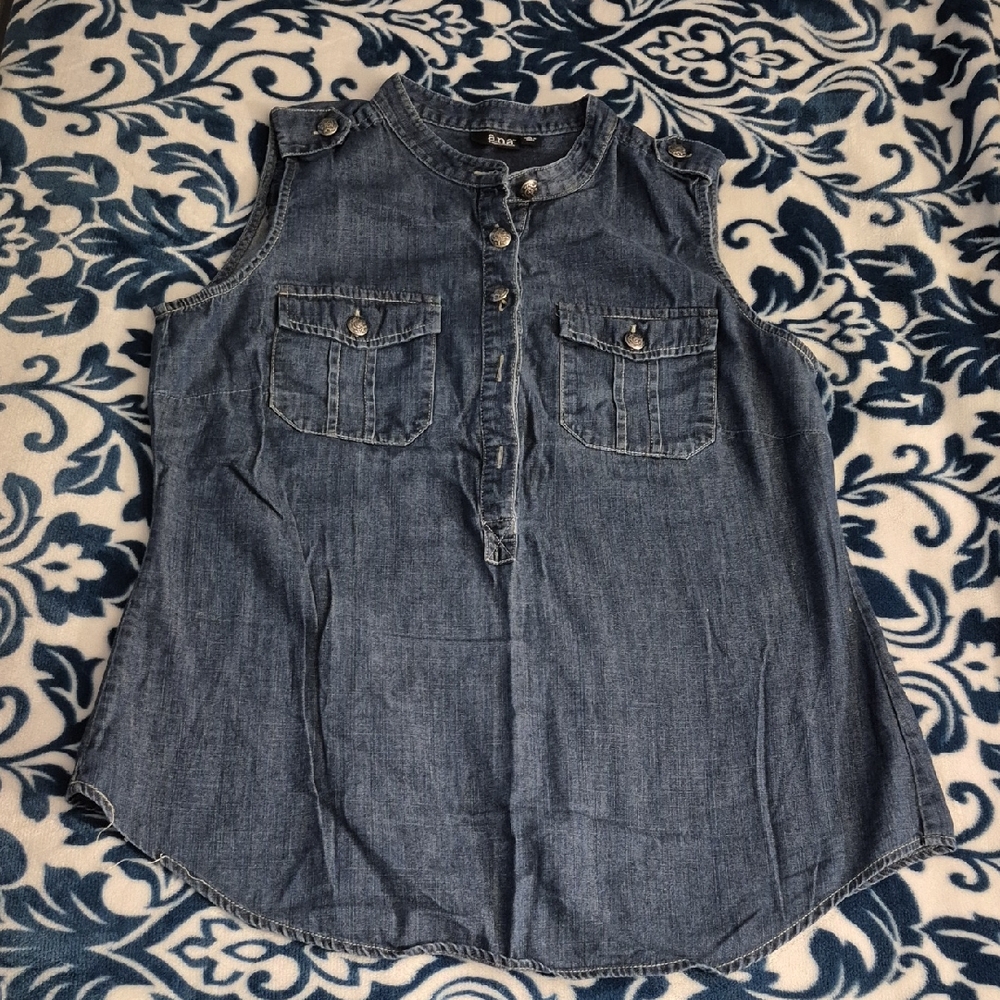 a.n.a Blue Sleeveless Denim Top